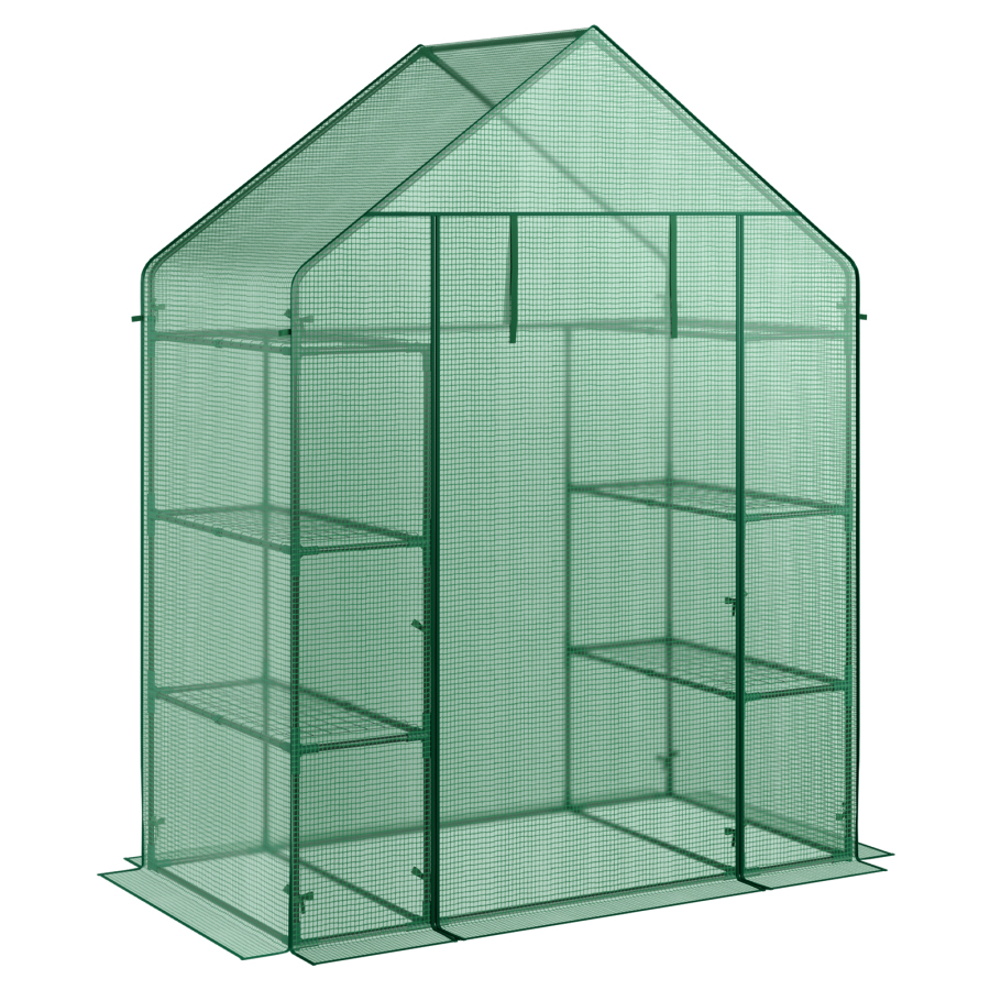 Portable 4 Tier Walk-in Plant Greenhouse With 8 Shelves