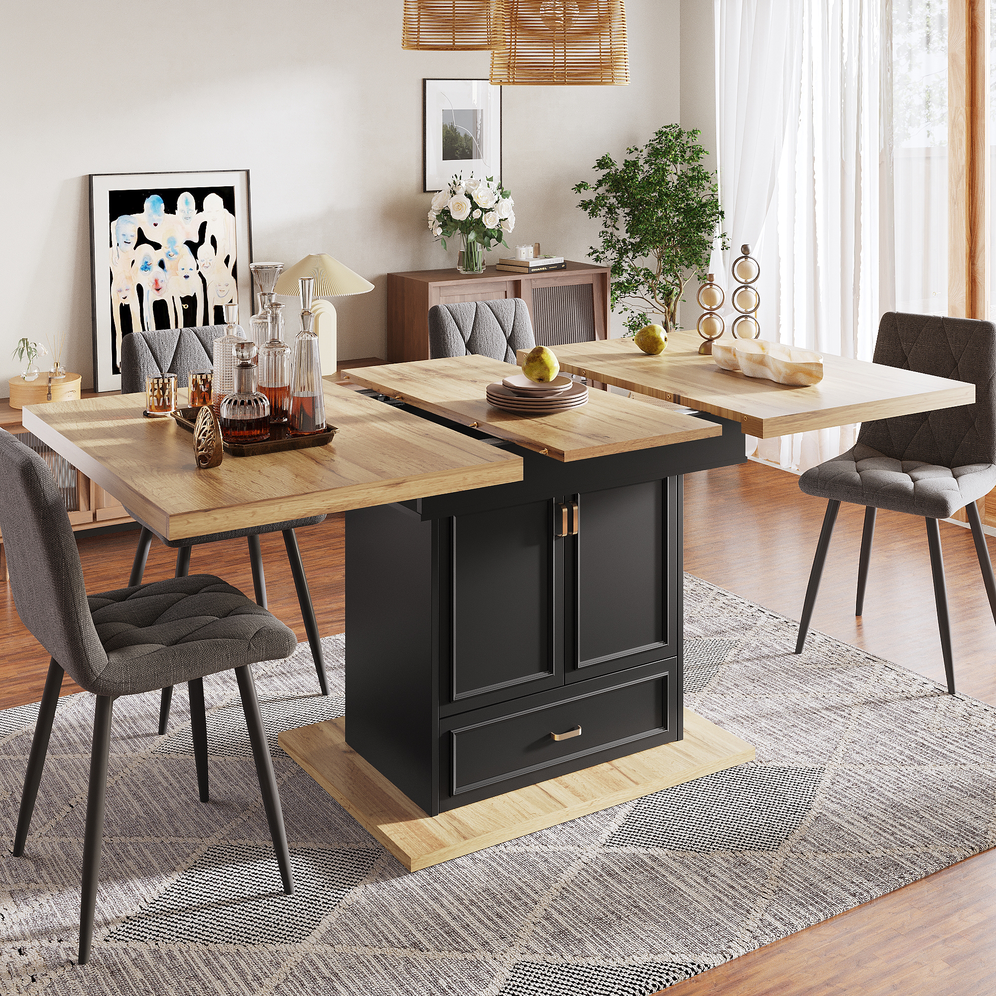 Extendable Dining Table - 110-140 Cm Wooden For Kitchen & Room - 6-person — image 2