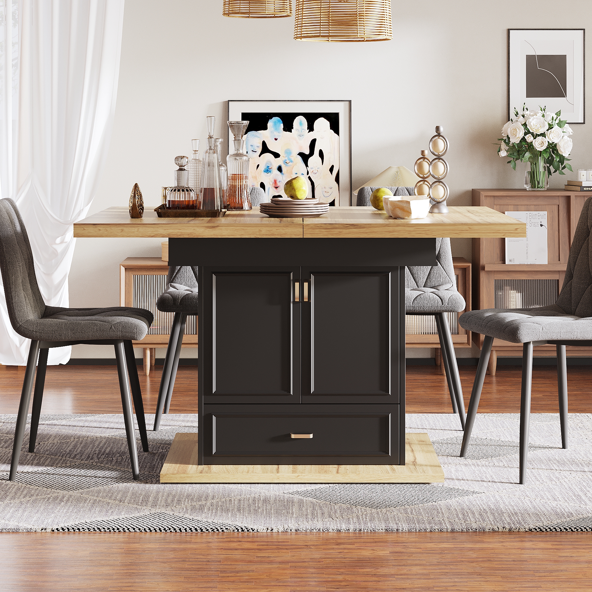 Extendable Dining Table - 110-140 Cm Wooden For Kitchen & Room - 6-person — image 4