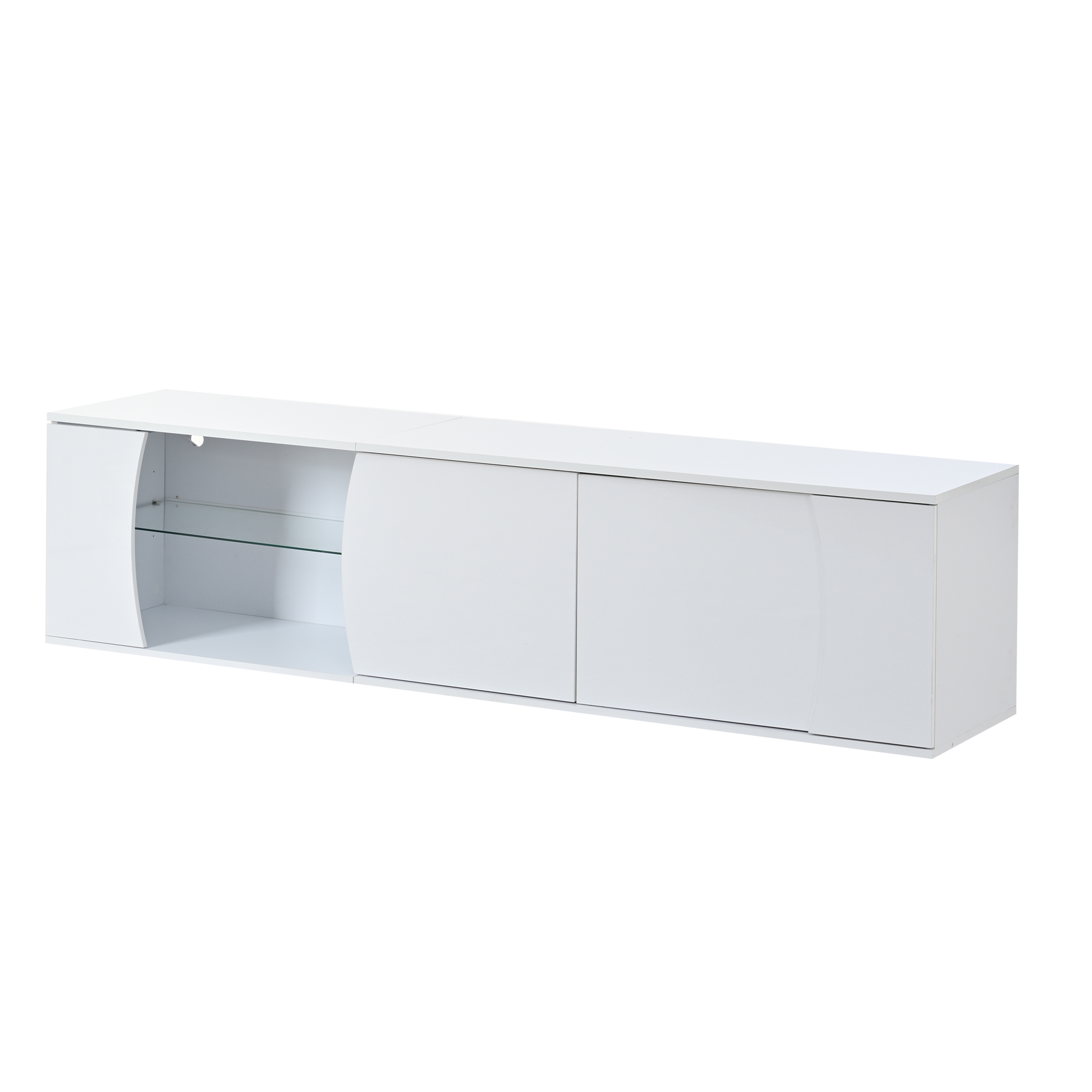 180x40x45cm TV Cabinet, Lowboard With 3 Doors, Tempered Glass High — image 3