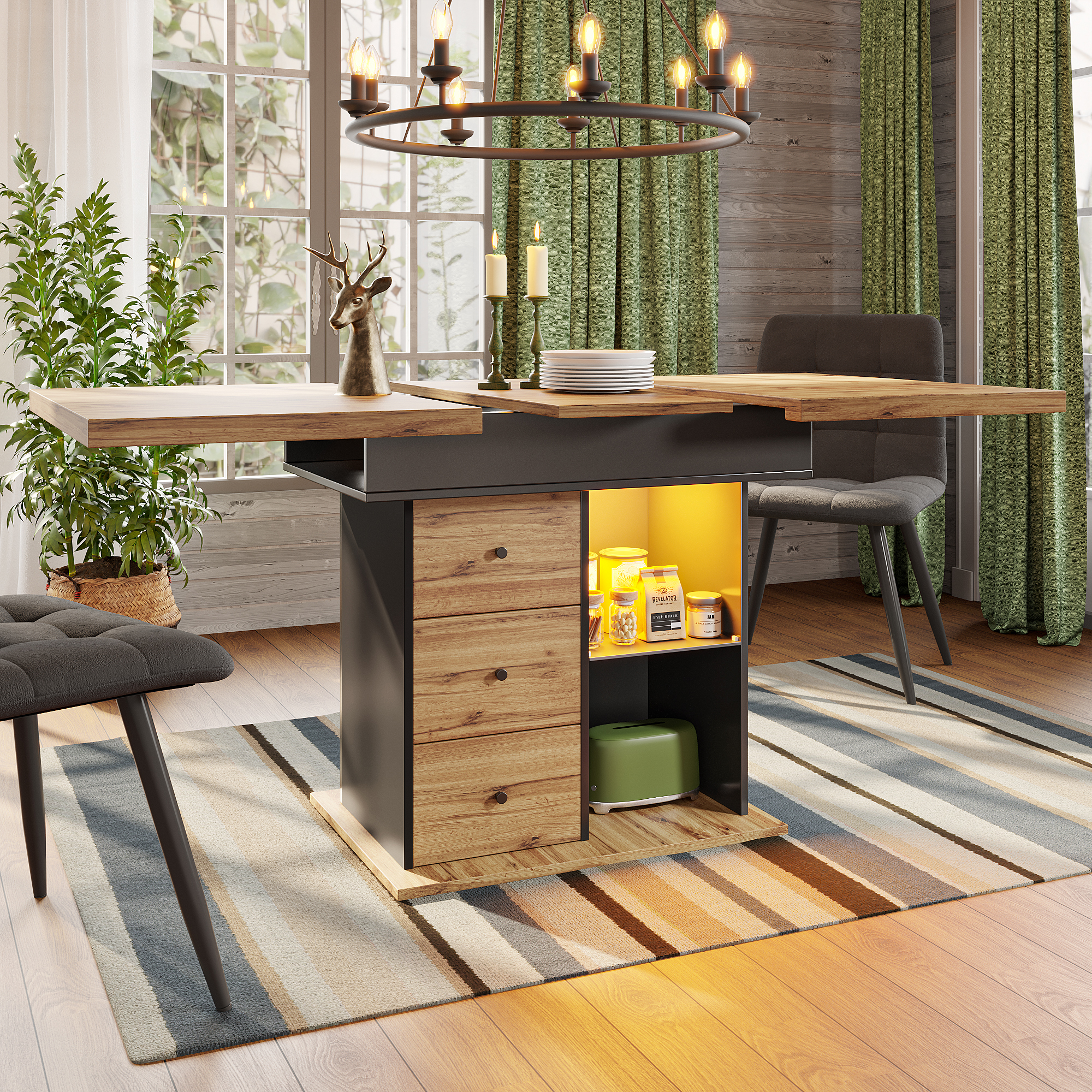 Telescopic Dining Table 110 140 X 80 Cm, Foldable Kitchen For 4 -6 People — image 5