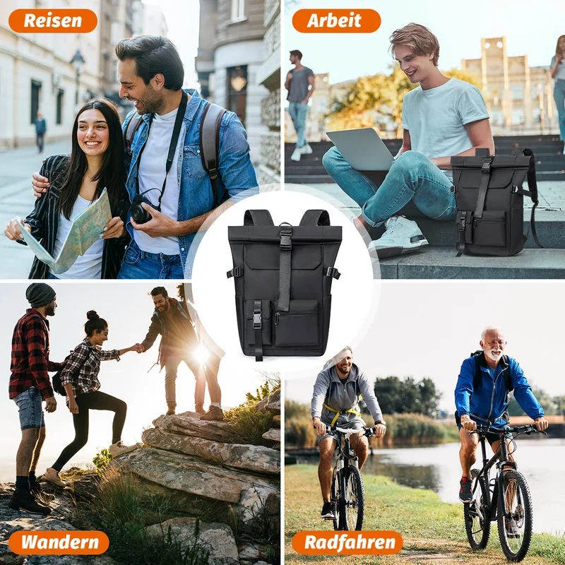 Travel Backpack 26l Lightweight Roll Top Backpack For Women Men, Anti-Theft School Bag For Students, Simple Outdoor Sport