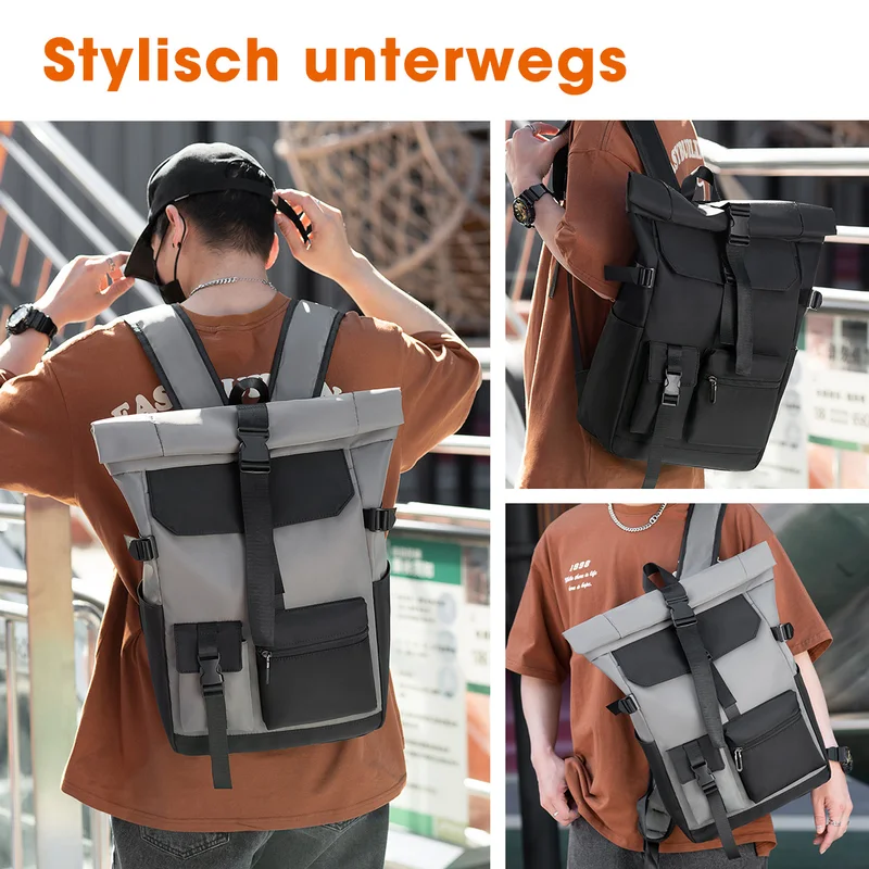 Travel Backpack 26l Lightweight Roll Top Backpack For Women Men, Anti-Theft School Bag For Students, Simple Outdoor Sport