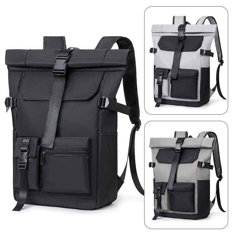 Travel Backpack 26L Lightweight Roll Top Backpack for Women Men, Anti-Theft School Bag for Students, Simple Outdoor Sport