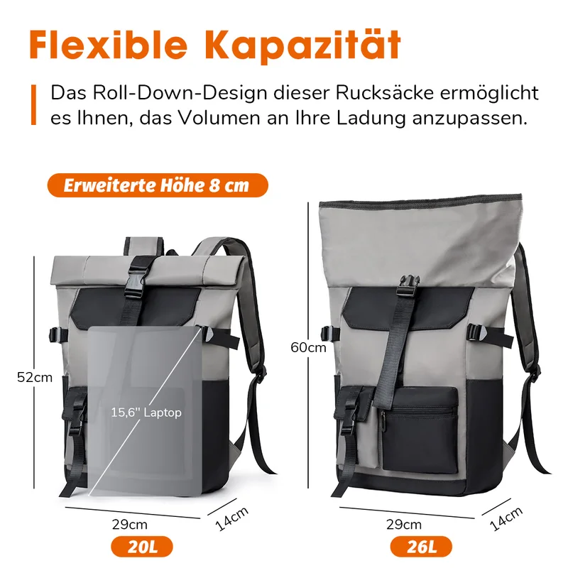 Travel Backpack 26l Lightweight Roll Top Backpack For Women Men, Anti-Theft School Bag For Students, Simple Outdoor Sport