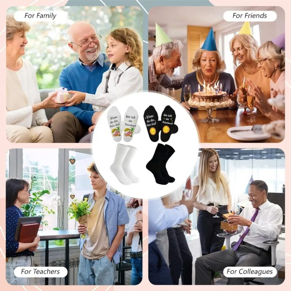 2er Set Rentner Socken Mit Lustigem Renten-Spruch, Gemütliche Baumwollsocken Für Männer Und Opa, Originelles Ruhestand Geschenk Für Party Und Renteneintritt-Meh