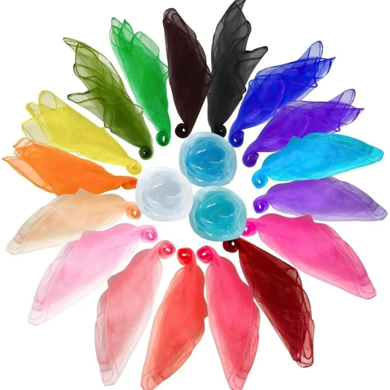 20er Pack Quadratische Jonglier- Und Tanztücher – 60 X 60 Cm, 20 Bunte Performance-Schals Für Party, Aktivitäten & Dekoration