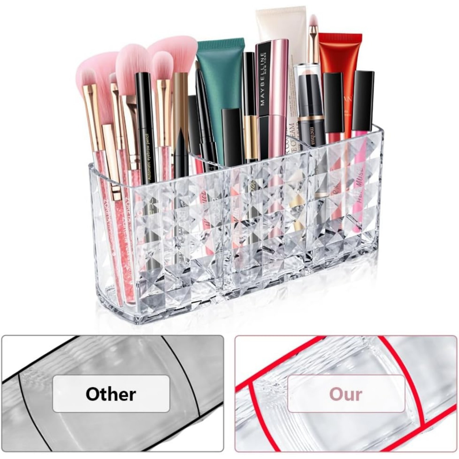 Makeup Pinsel Halterung, Make Up Organizer, Kosmetik Organizer, Ideal Für Die Organisation Ihres Schminktisches Mit Sinnvoll Platzierten Schminkutens