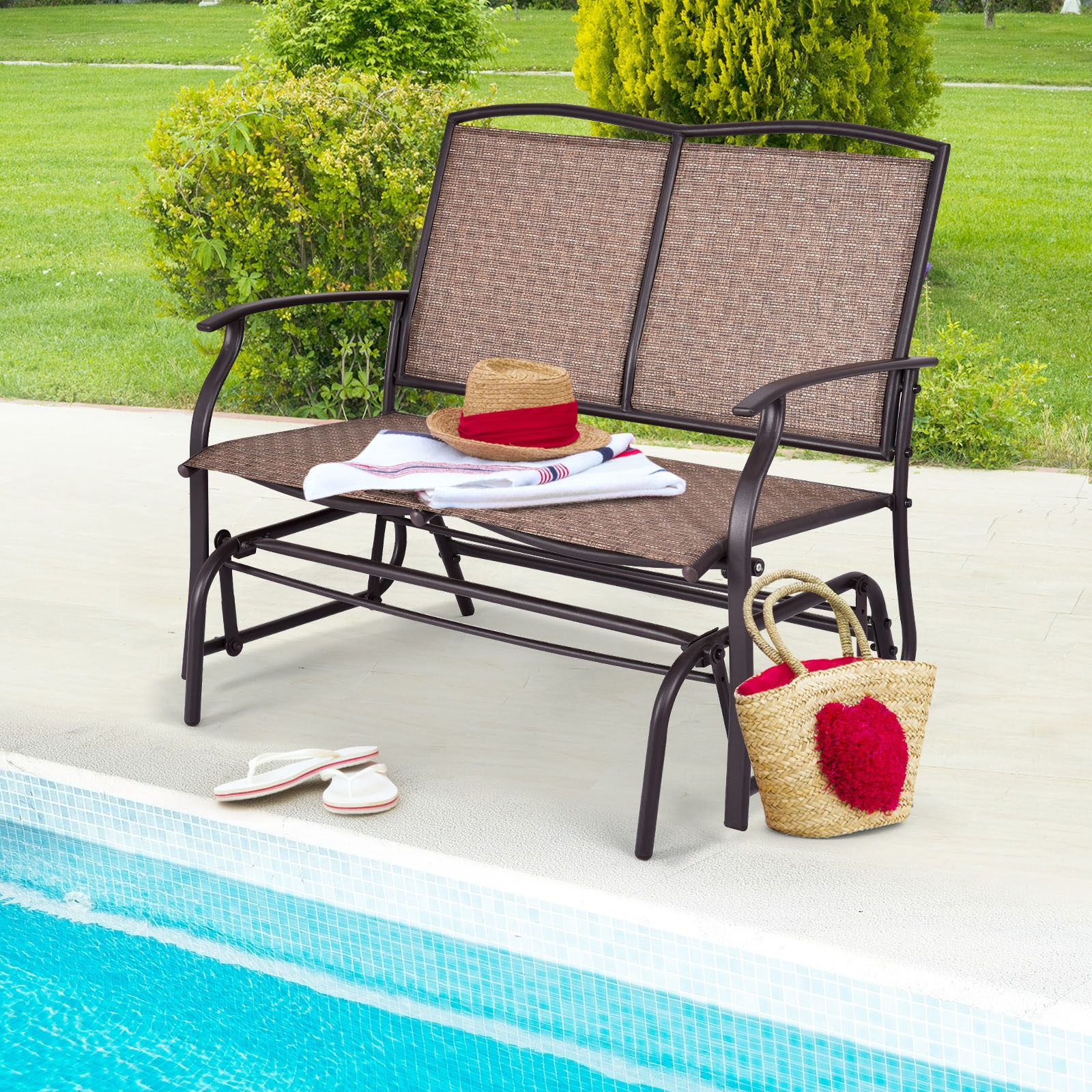 Outdoor Iron Patio Rocking Chair For Backyard And Lawn
