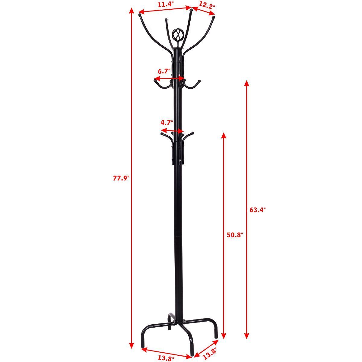 Metal Coat Rack With 12 Hooks thumbnail 2