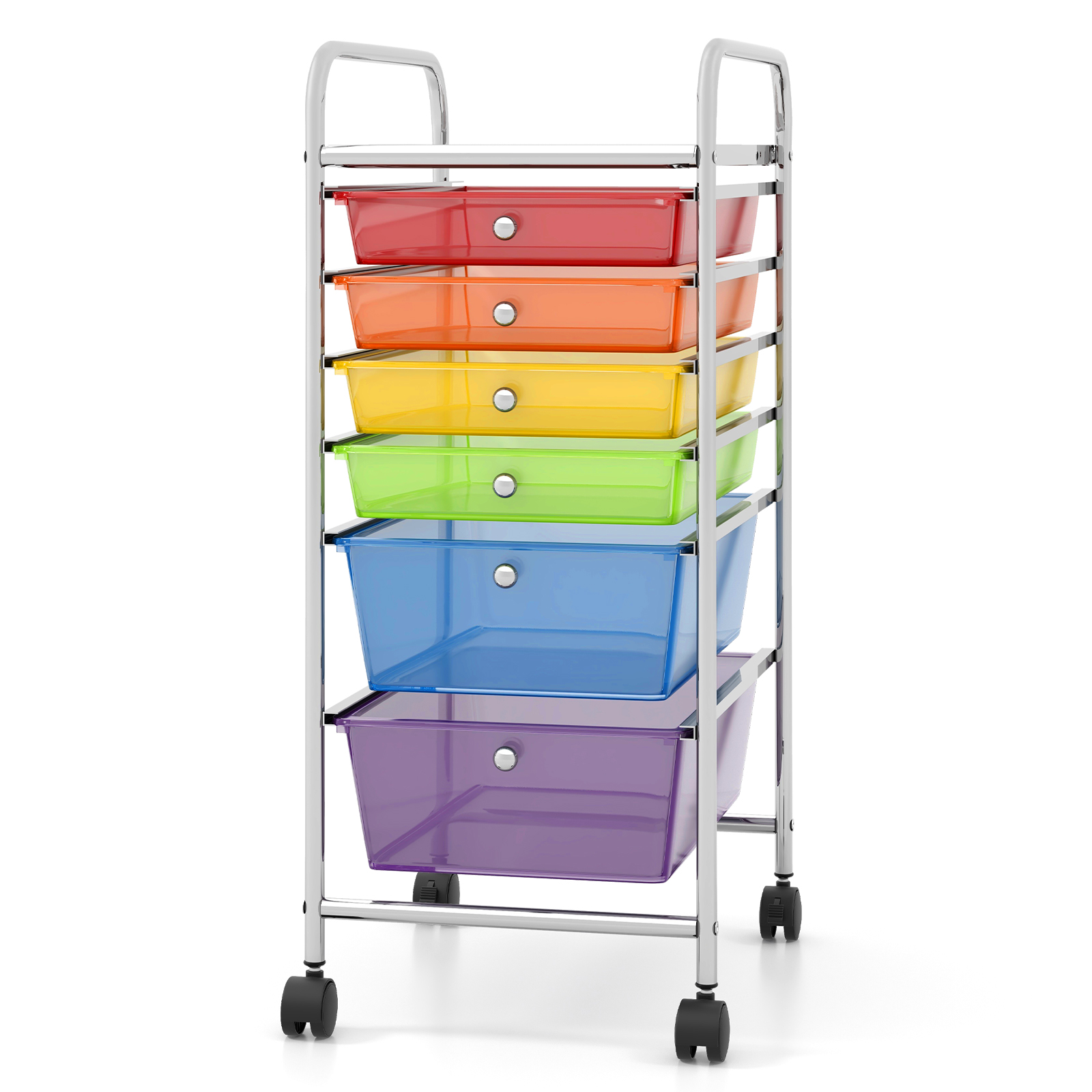 6 Drawers Rolling Storage Cart Organizer-Transparent Multicolor 4