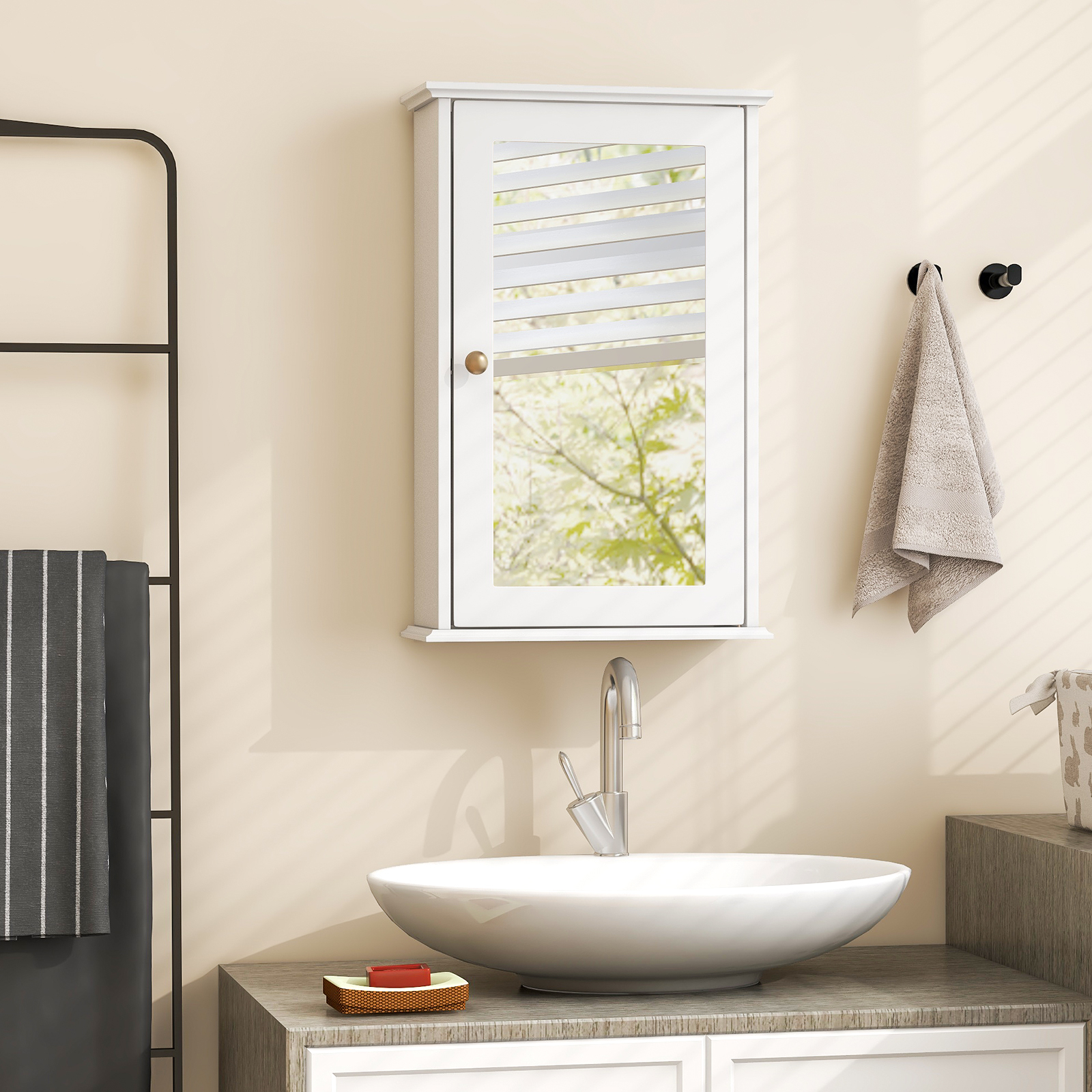 Armoire murale de salle de bain avec porte miroir simple – Image 2