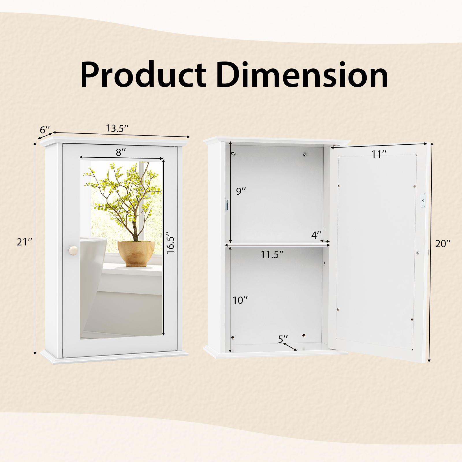 Armoire murale de salle de bain avec porte miroir simple – Image 5