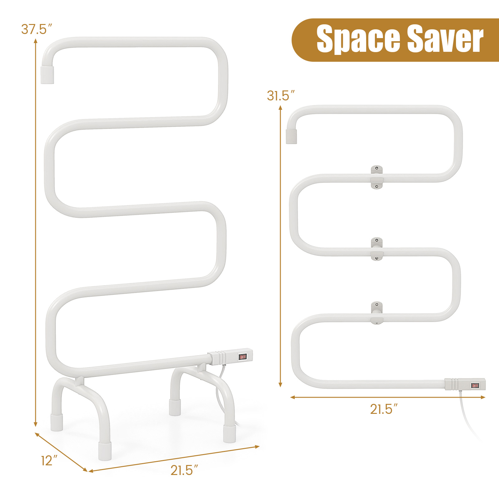 100W Electric Towel Warmer Drying Rack