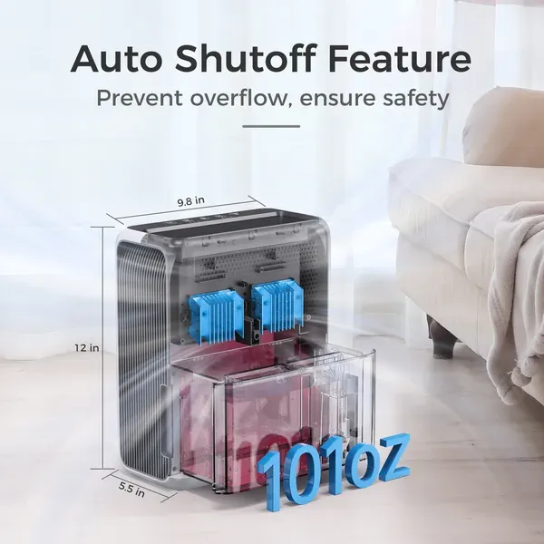 3L Dehumidifier, Electric Dehumidifier For 20m2 Home, Dual Peltier Technology, 30dB Ultra Quiet For Bedroom, Intelligent Defrost, 24H Timer