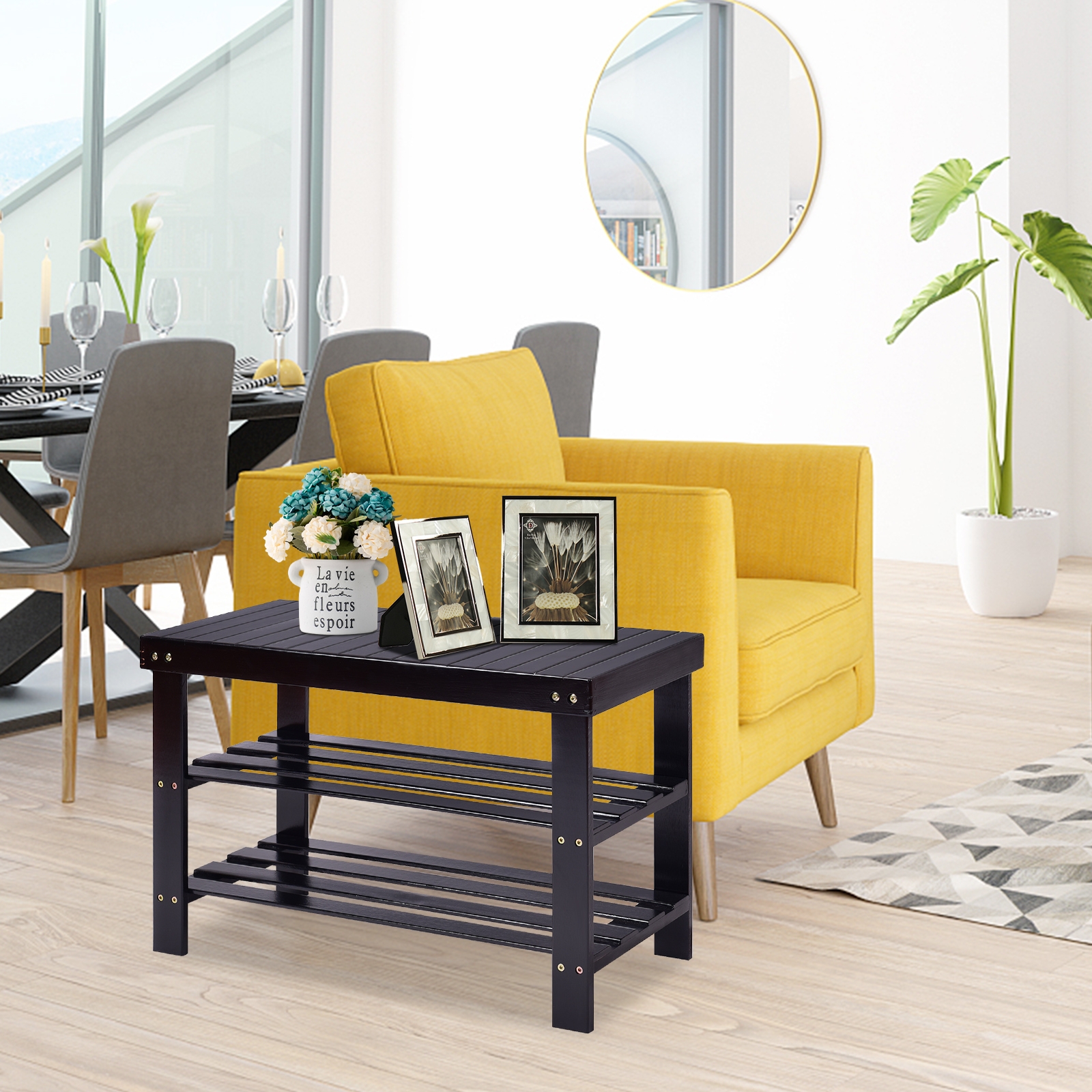 3 Tier Bamboo Storage Bench, picture 2 of 4