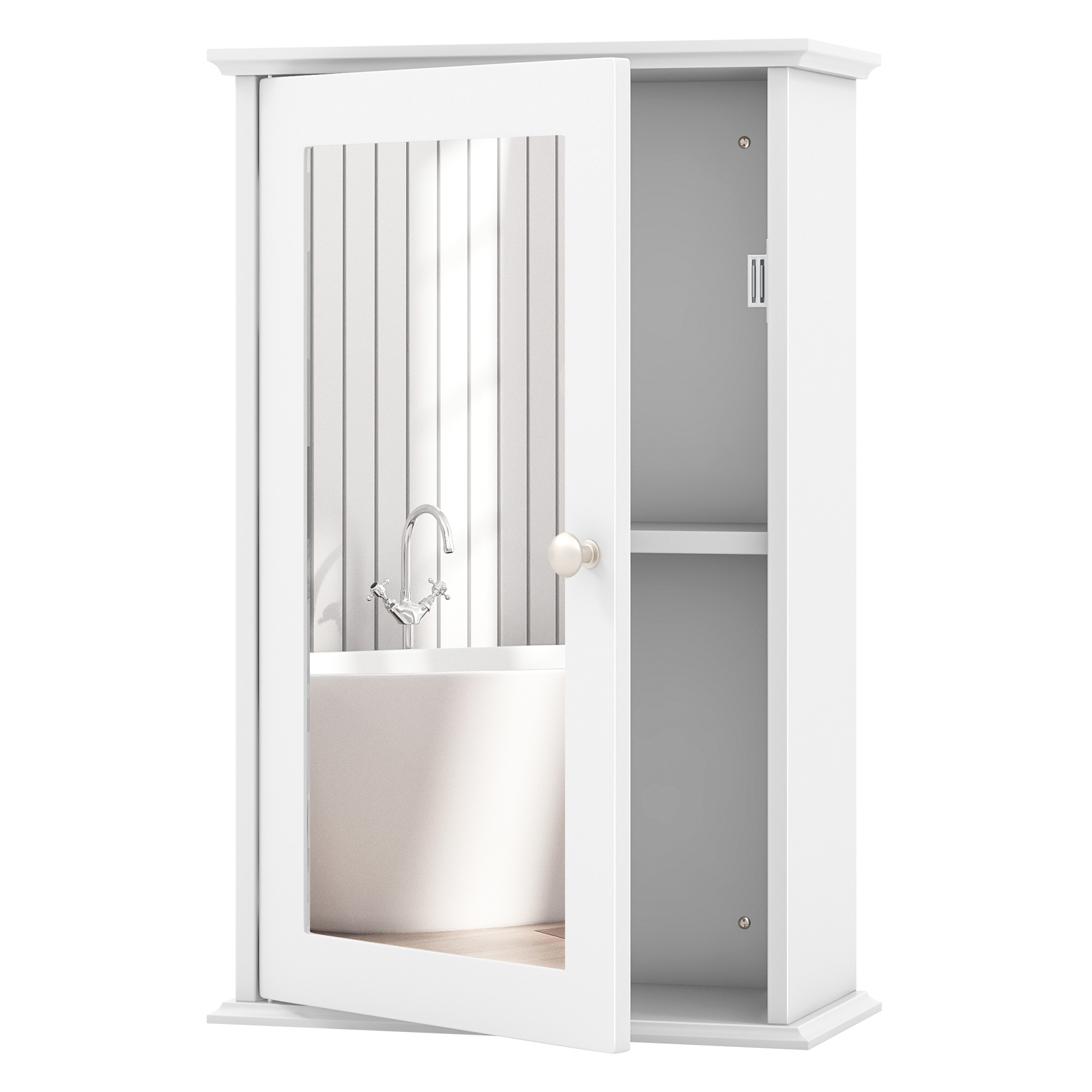 Armoire murale de salle de bain avec porte miroir simple – Image 4
