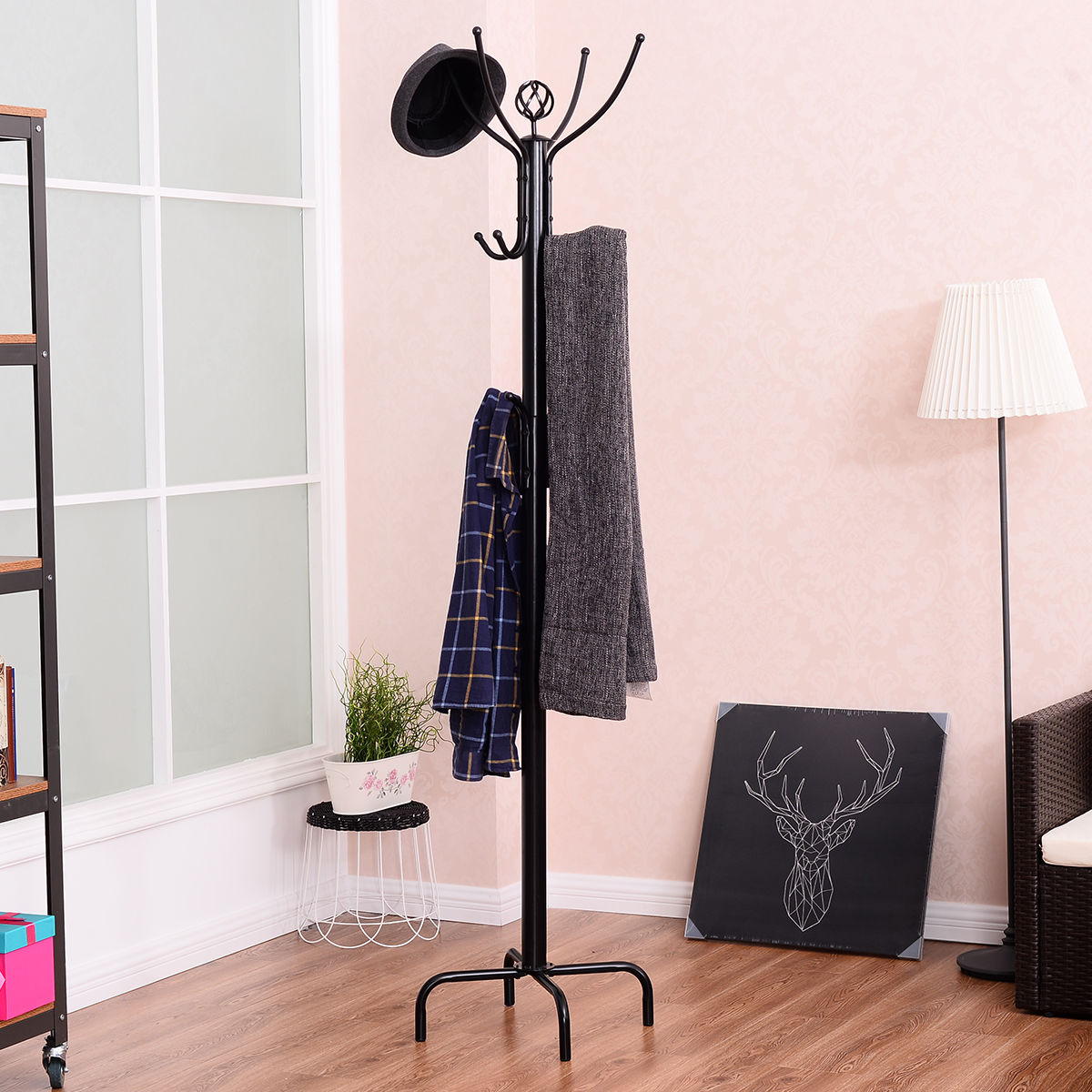 Metal Coat Rack With 12 Hooks
