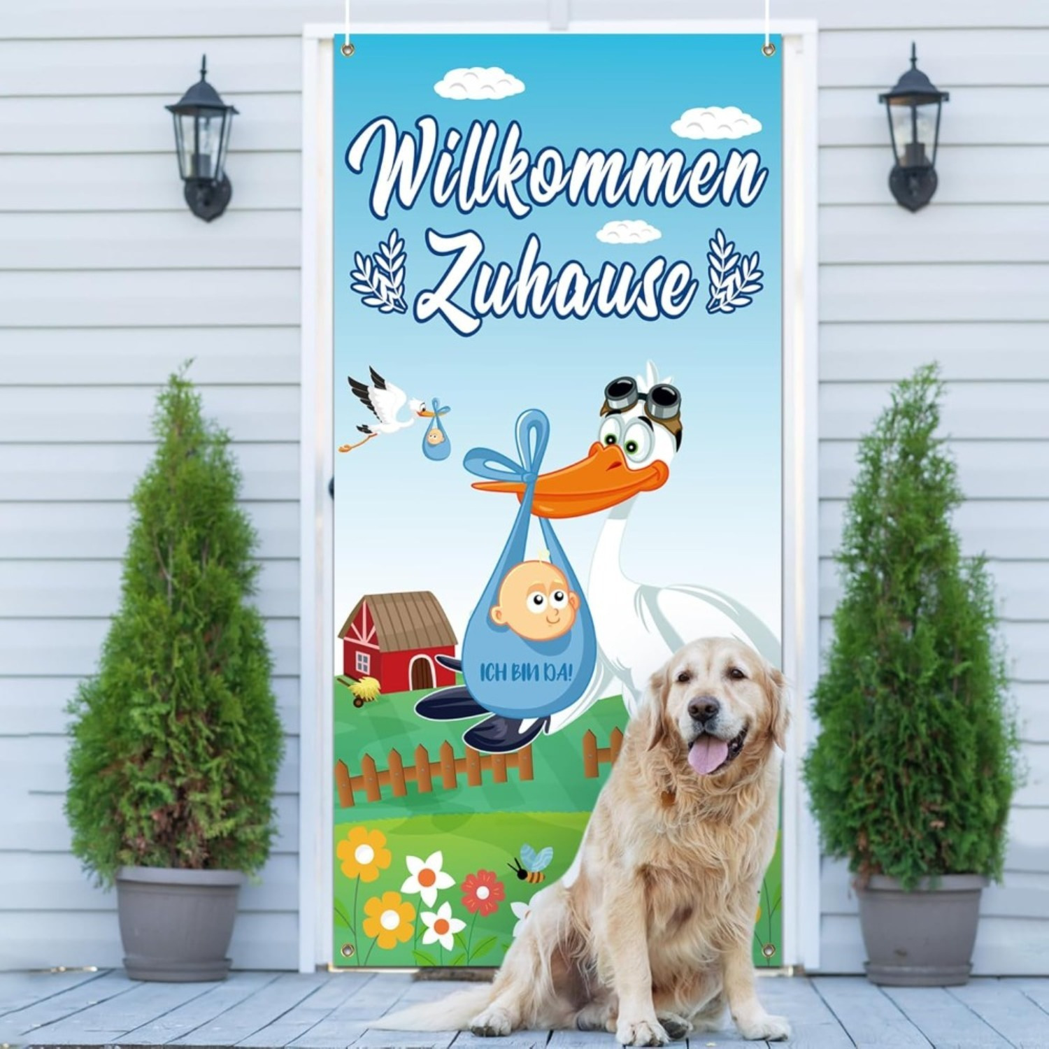 Willkommen Zuhause Sie Banner Tür Banner Zur Geburtsie Blau Storch Geburt Partysbanner 183x 90cm Sie Hintergrund Deko Welcome Home Sie Dekoration Für Sie Kleinkinder Geburt- Party-Pakete