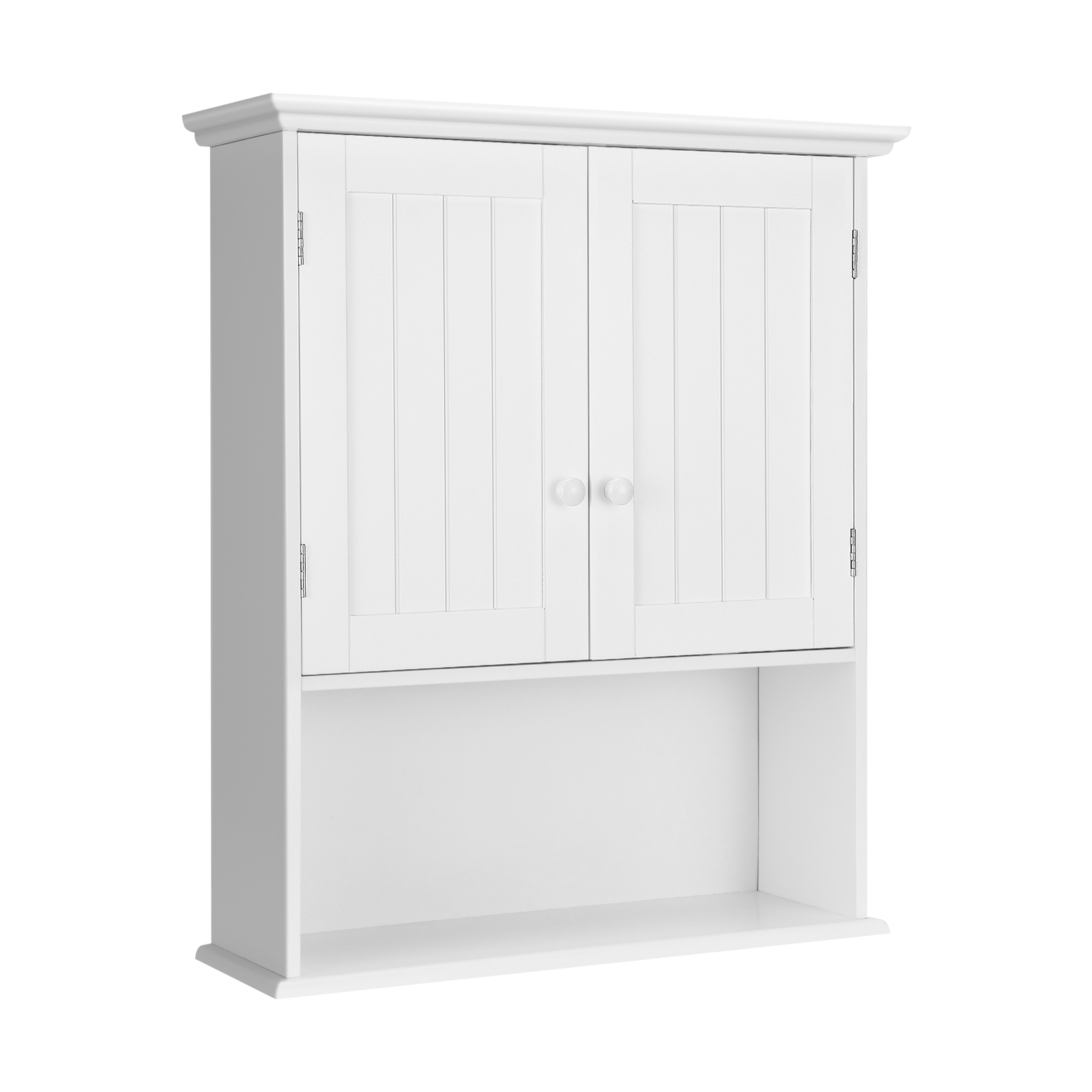 2-Door Wall Mount Bathroom Storage Cabinet With Open Shelf-White thumbnail 2