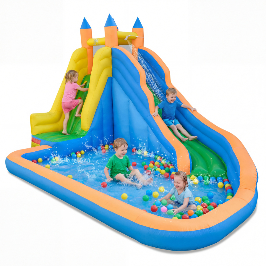 Inflatable Mighty Bounce House Jumper With Water Slide Without Blower