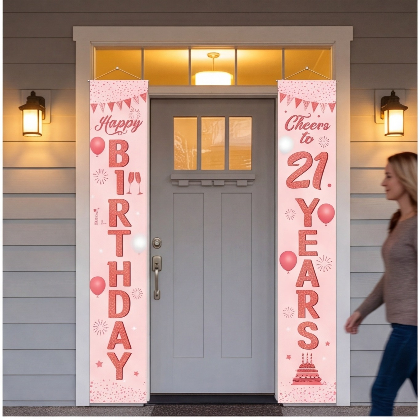 2 Stück Alles Gute Zum 21. Geburtstag Banner In Roségold - Für Geburtstagsfeiern Und Jubiläumsdekoration-Festdekoration