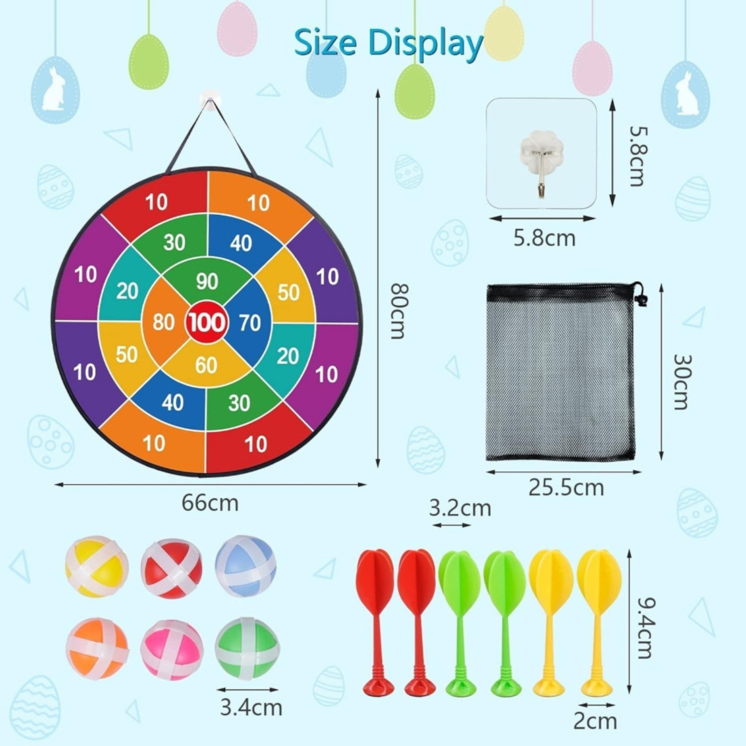 Easter Darts Game Set With 6 Balls, 6 Darts, And 2 Hooks – Spring Decoration With Activity – Party Decoration 4