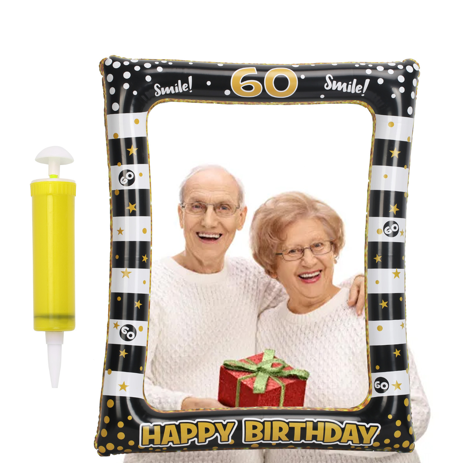 60th Anniversary Black Inflatable Picture Frame—Large-format Decorative Element For Anniversary Celebrations—Party Supplies Set 5
