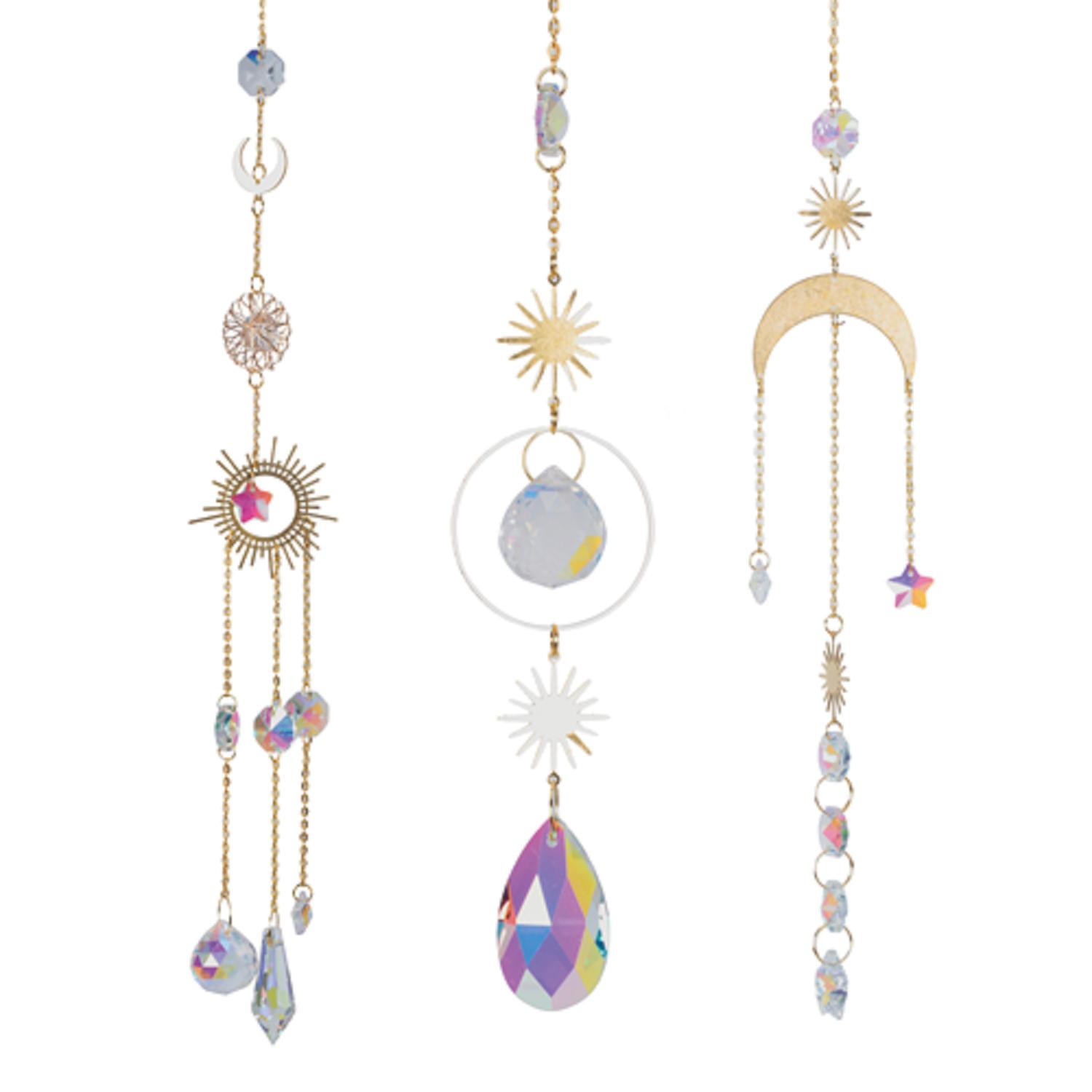 Sun Catcher Crystal Window Ornament Set – 3 Different Crystal Window Decorations For Light-Filled Rooms – Plant Decorations 4