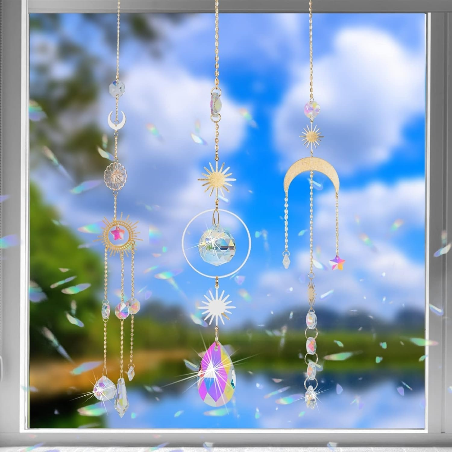 Sun Catcher Crystal Window Ornament Set – 3 Different Crystal Window Decorations For Light-Filled Rooms – Plant Decorations 5