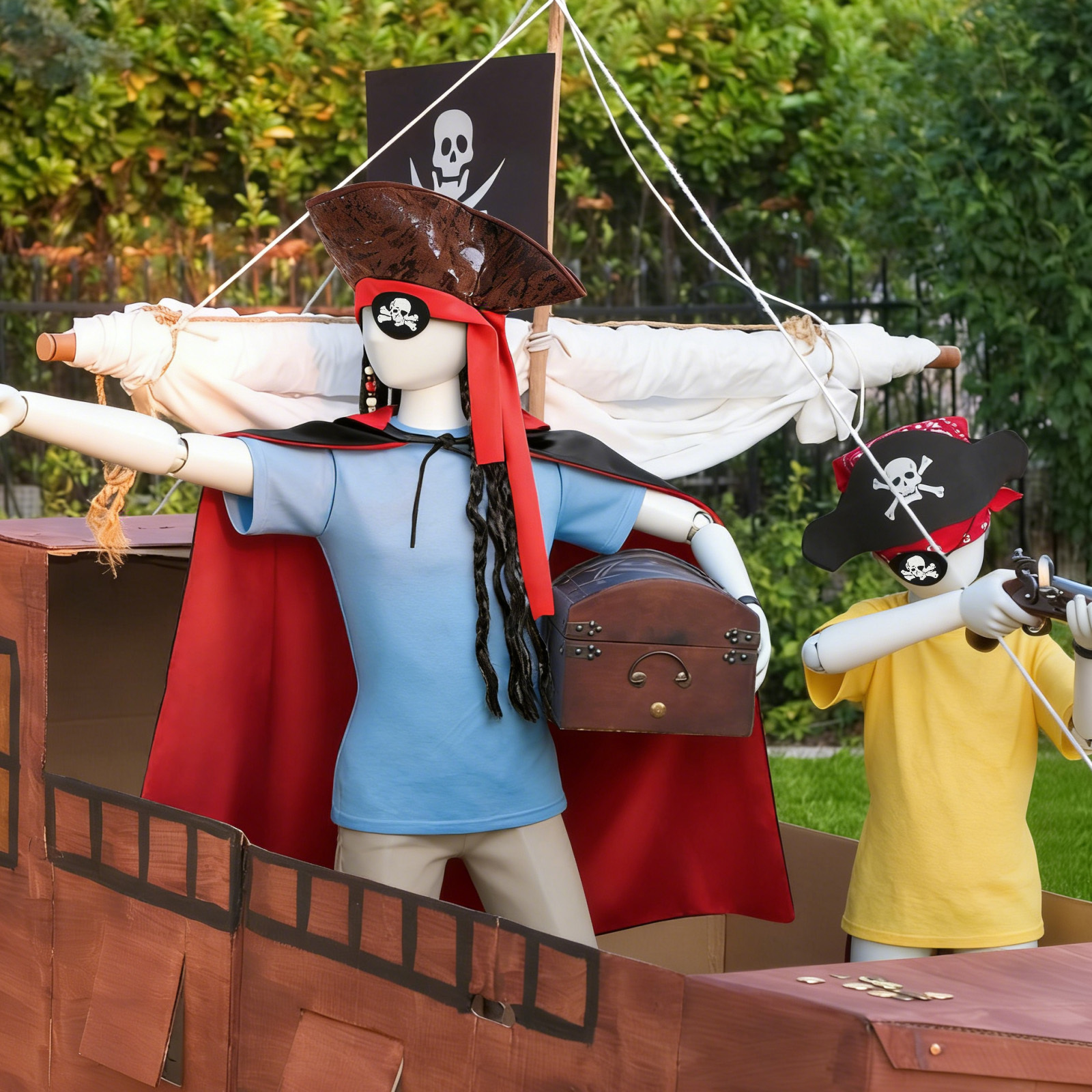 Pirate Costume Set – Eye Patch, Cape, And Hat For Festive Events