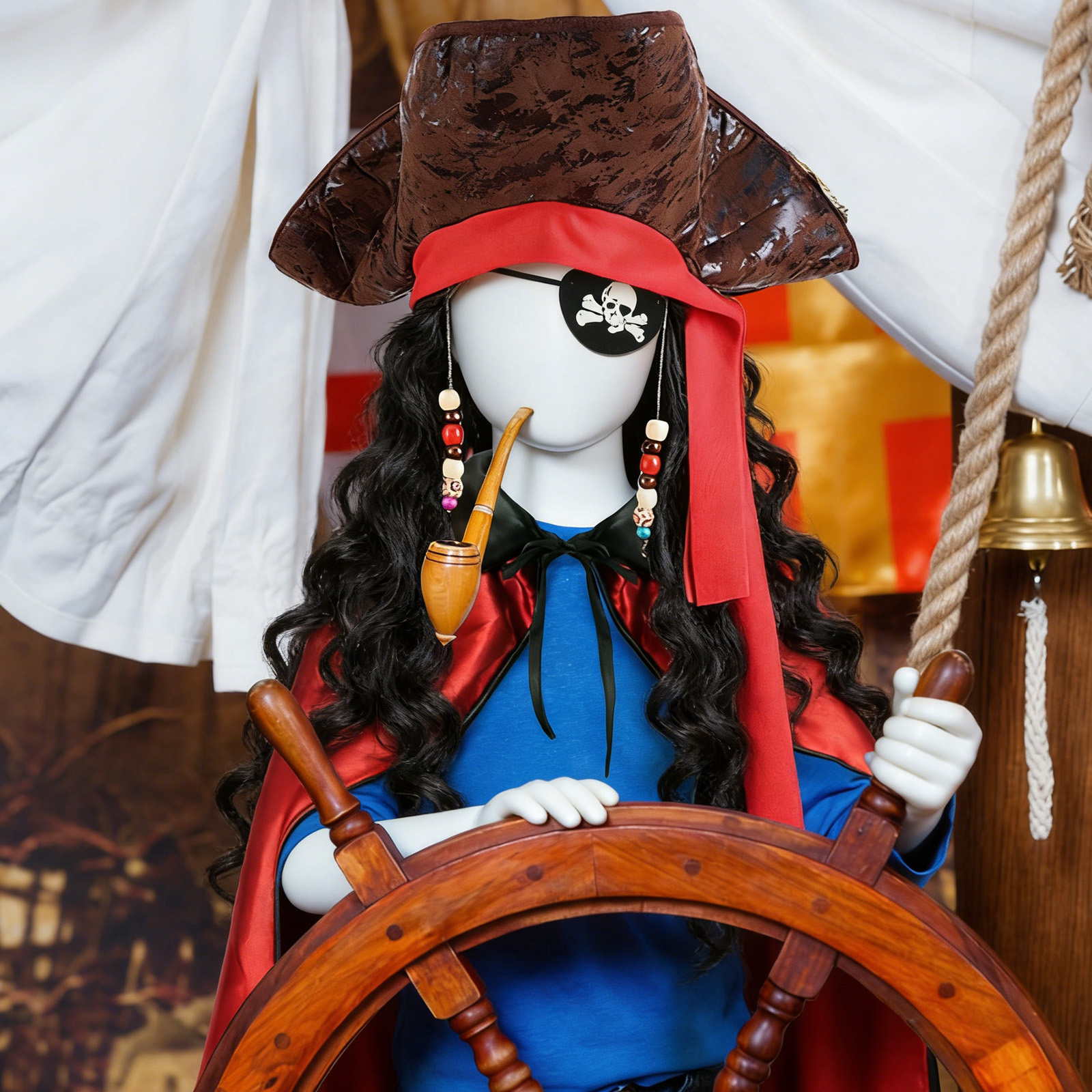Pirate Costume Set – Eye Patch, Cape, And Hat For Festive Events