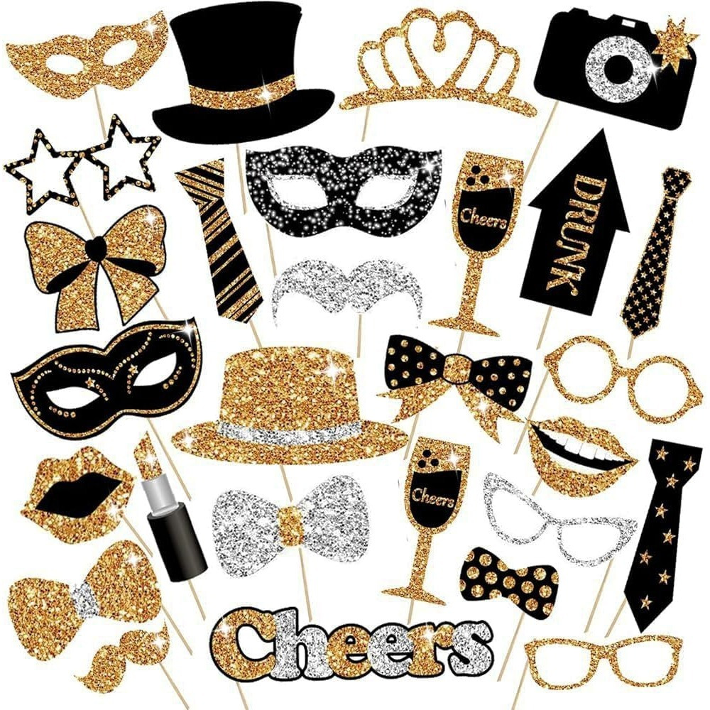30-Piece Set Of Birthday Photo Props—Photo Props With Holders For Birthday Party Decorations 3