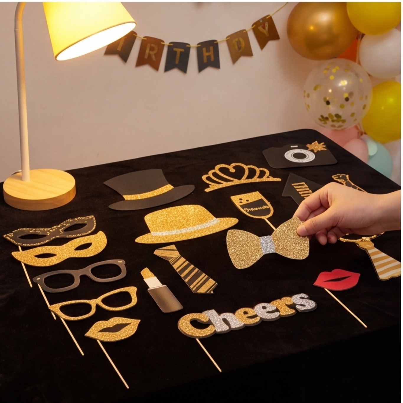 30-Piece Set Of Birthday Photo Props—Photo Props With Holders For Birthday Party Decorations 4