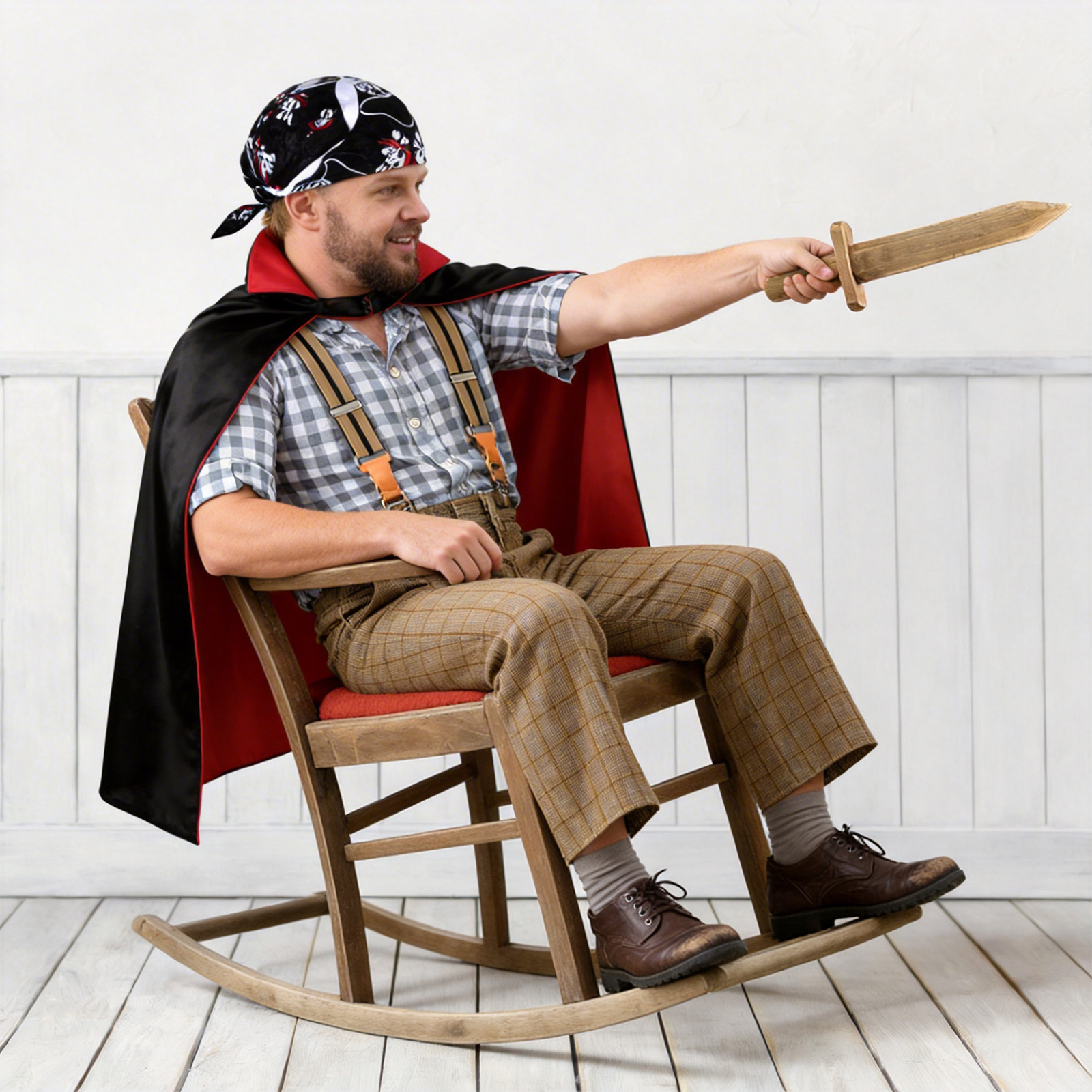 Pirate Costume Set With Eye Patch, Head Scarf, Cape & Tattoo – Carnival & Halloween Costume – Full-Evening Party Outfit & Party Accessories Set