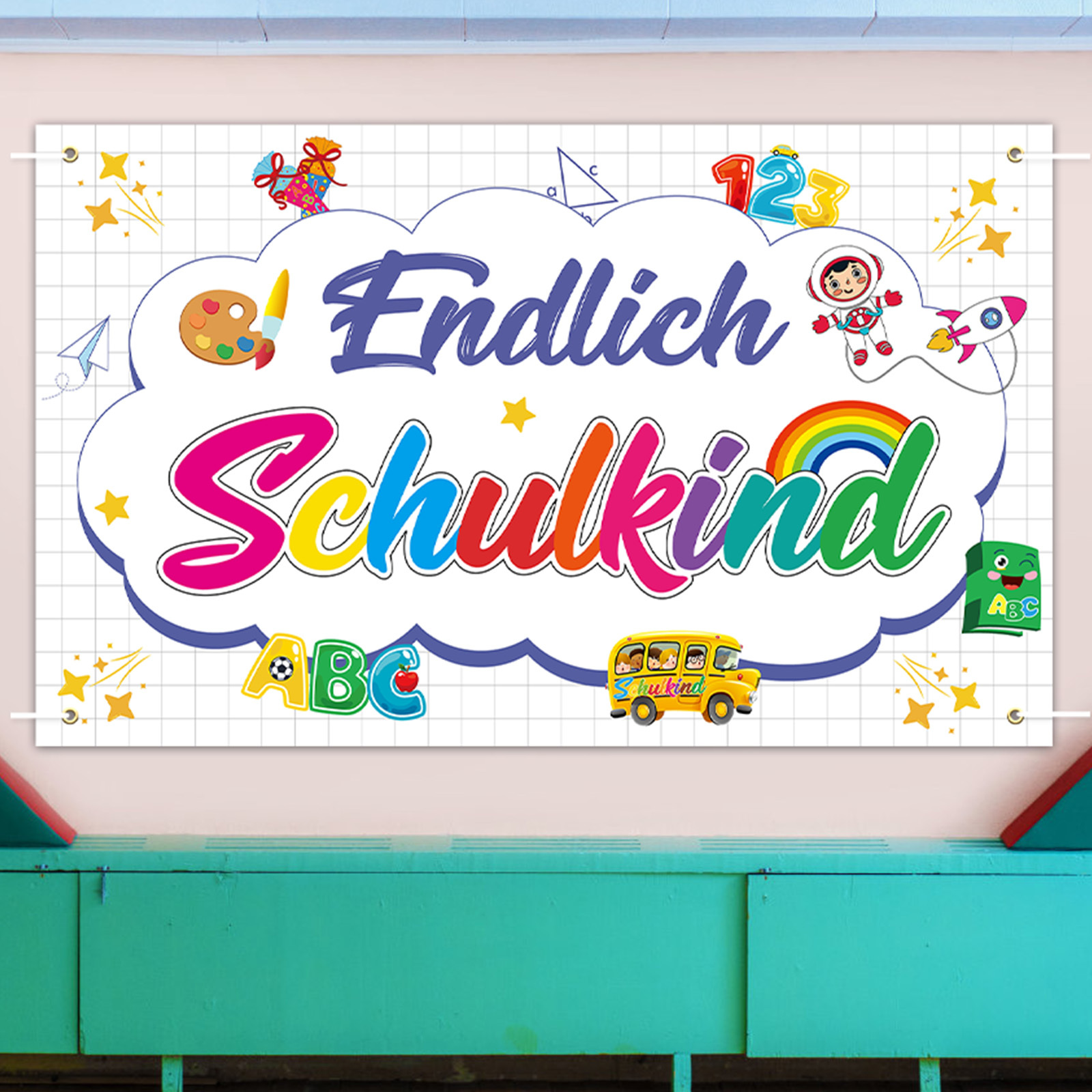“Finally!” Banner – First Day Of School Decorative Backdrop For Festive Back-to-School Celebrations And Photo Sessions – Party Accessory Set