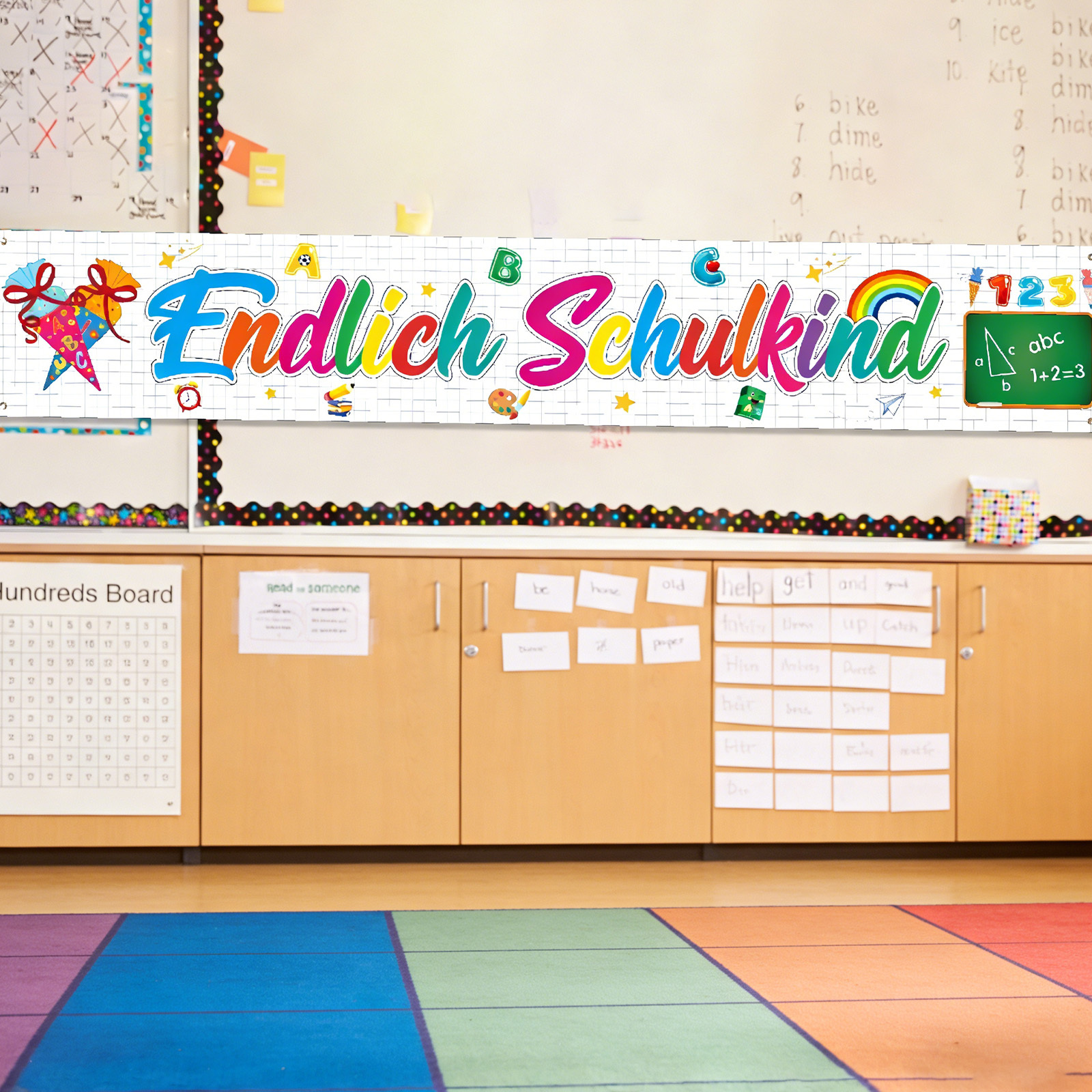 “Finally A First-Grader” Banner—Large-Format Decorative Banner For First-Day-of-School Celebrations—Party Supplies Set 4