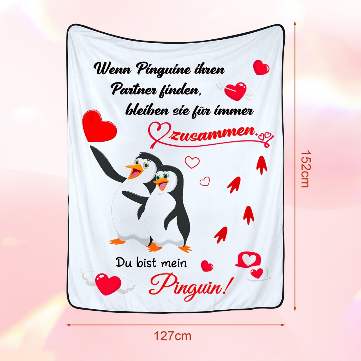 Valentine'S Day Gifts For Her And Him, Anniversary Gifts For Her, “I Love You” Gifts For Women And Men, Personalized Penguin Blanket, Valentine'S Day, Gifts For Partners (Women And Men) 62x52 Inches