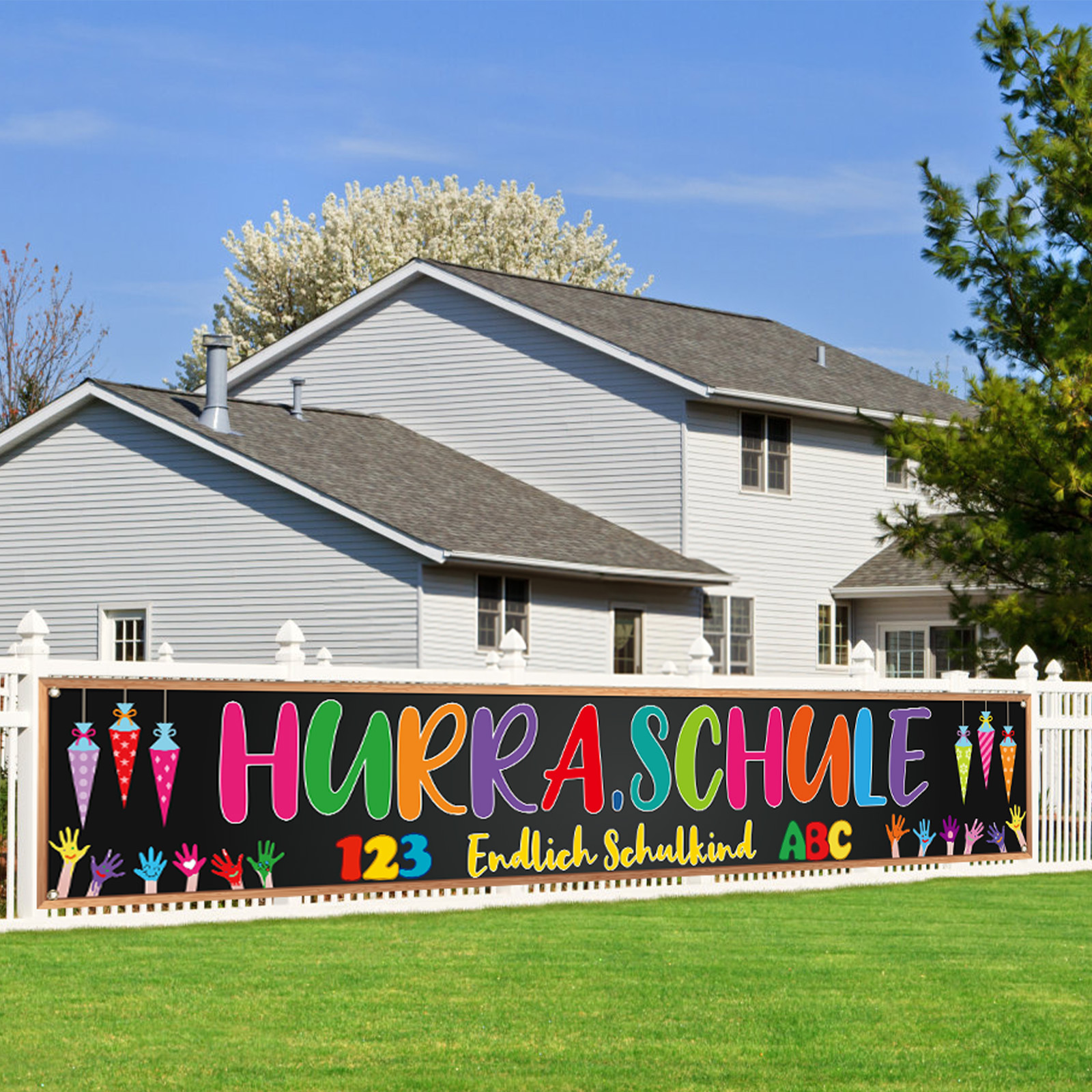 “Finally A Schoolkid” Banner—Decorative Banner For First Day Of School & Back-to-school—party Supplies Set 3