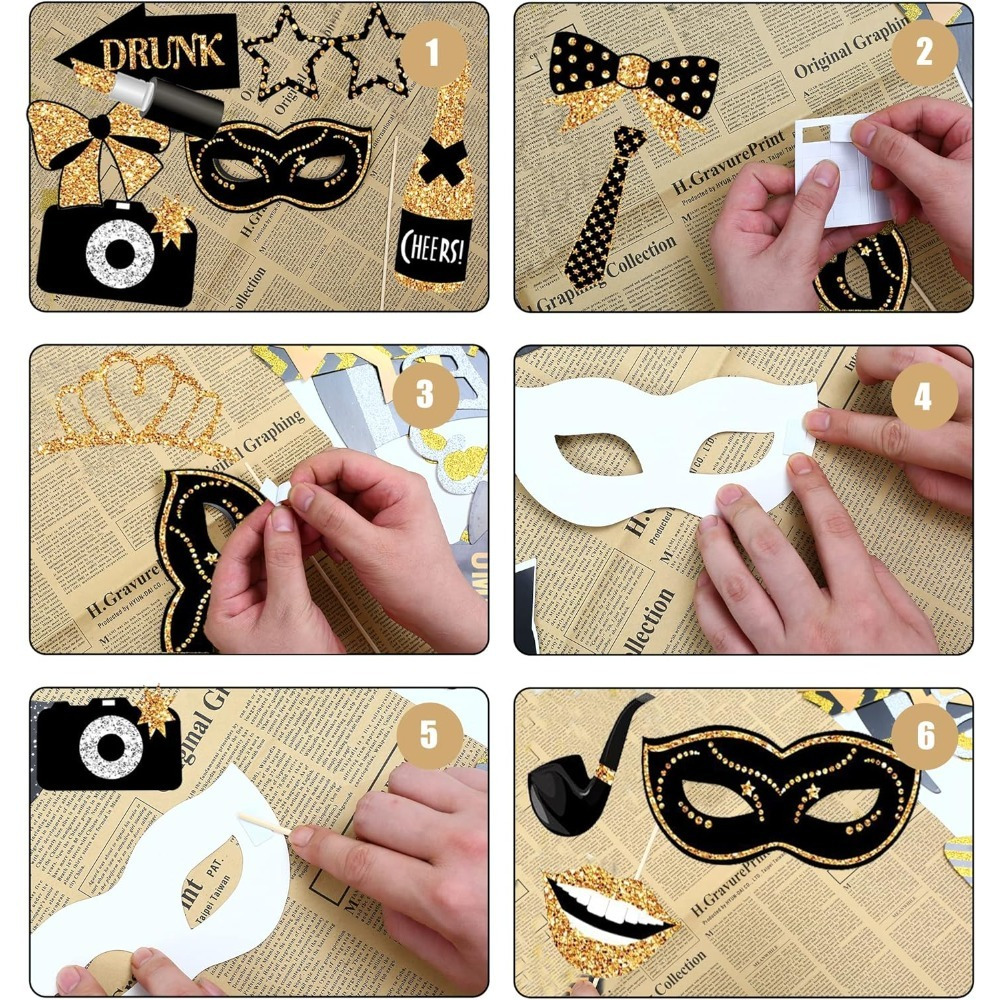 30-Piece Set Of Birthday Photo Props—Photo Props With Holders For Birthday Party Decorations 5