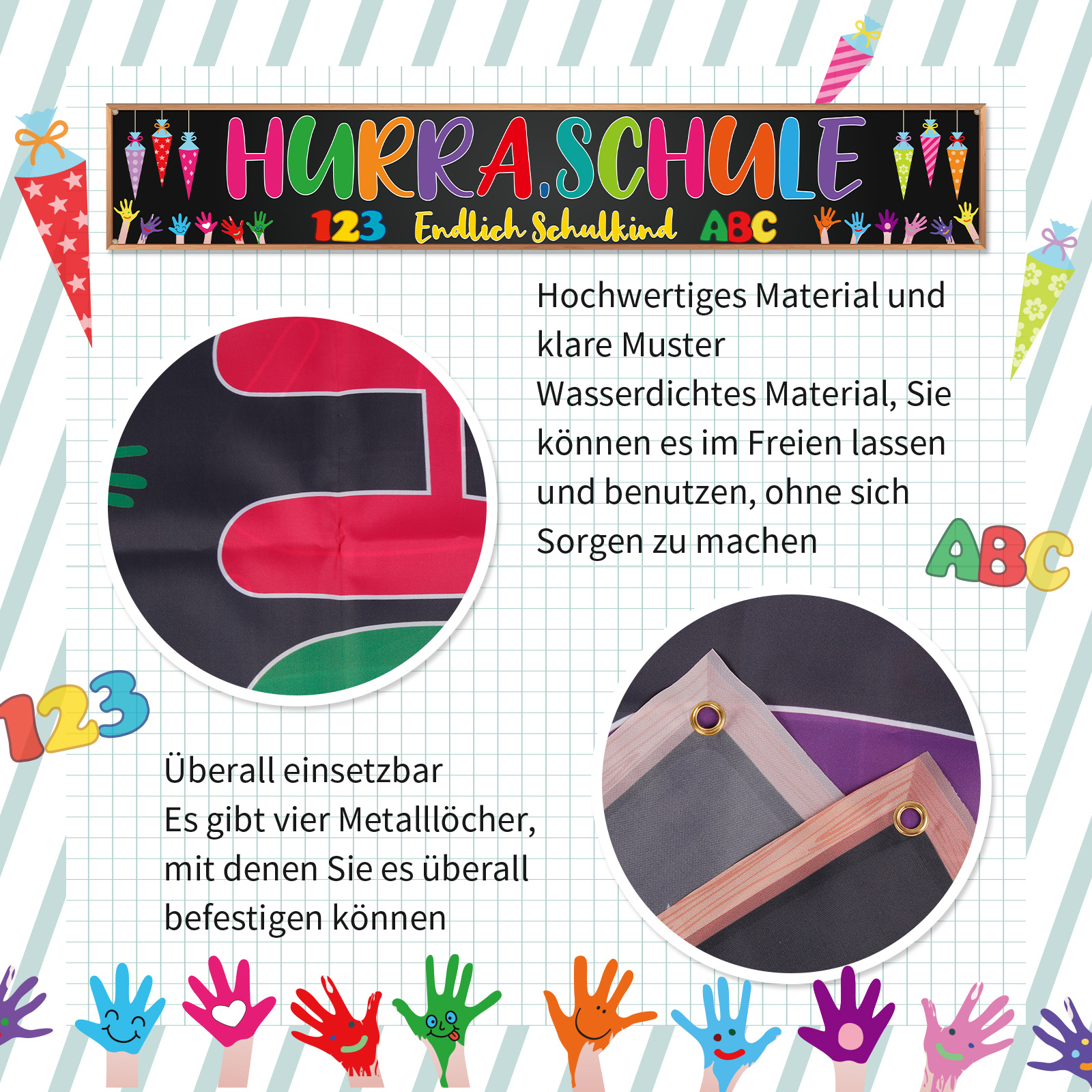“Finally A Schoolkid” Banner—Decorative Banner For First Day Of School & Back-to-school—party Supplies Set 4