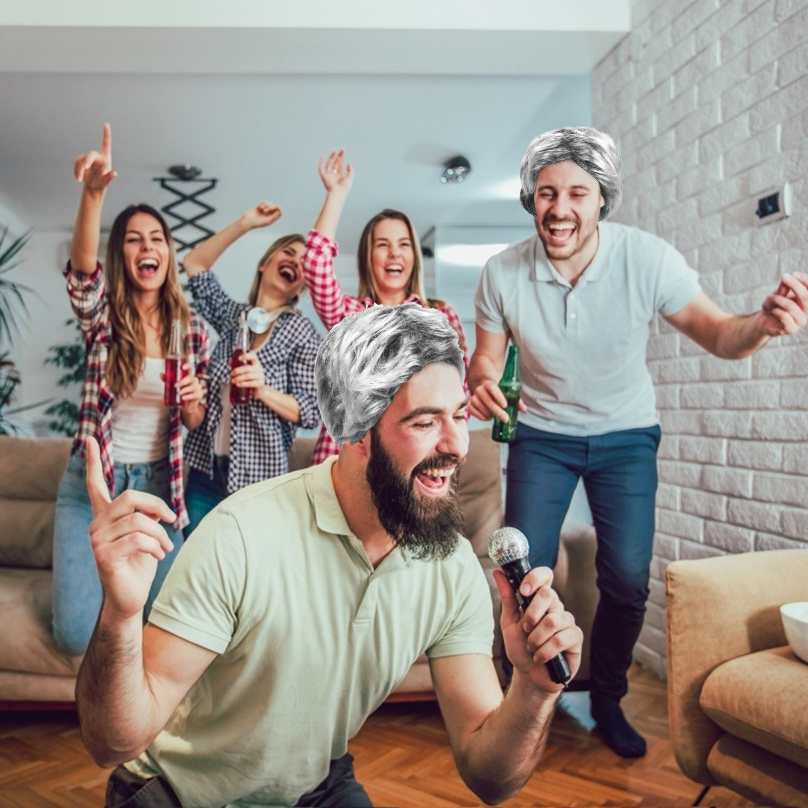 Grandpa Costume Set With Silver-Gray Wig & Beard | Theme Party Costumes—Original Party Gifts For Adults