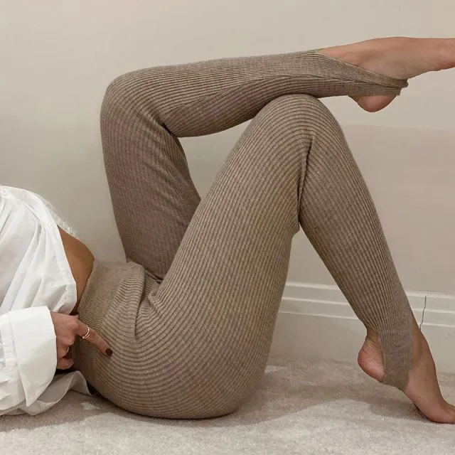 Leggings Women Cotton Fitness Basic Pants Skinny Leggings Coffee - Shop at LoveMi