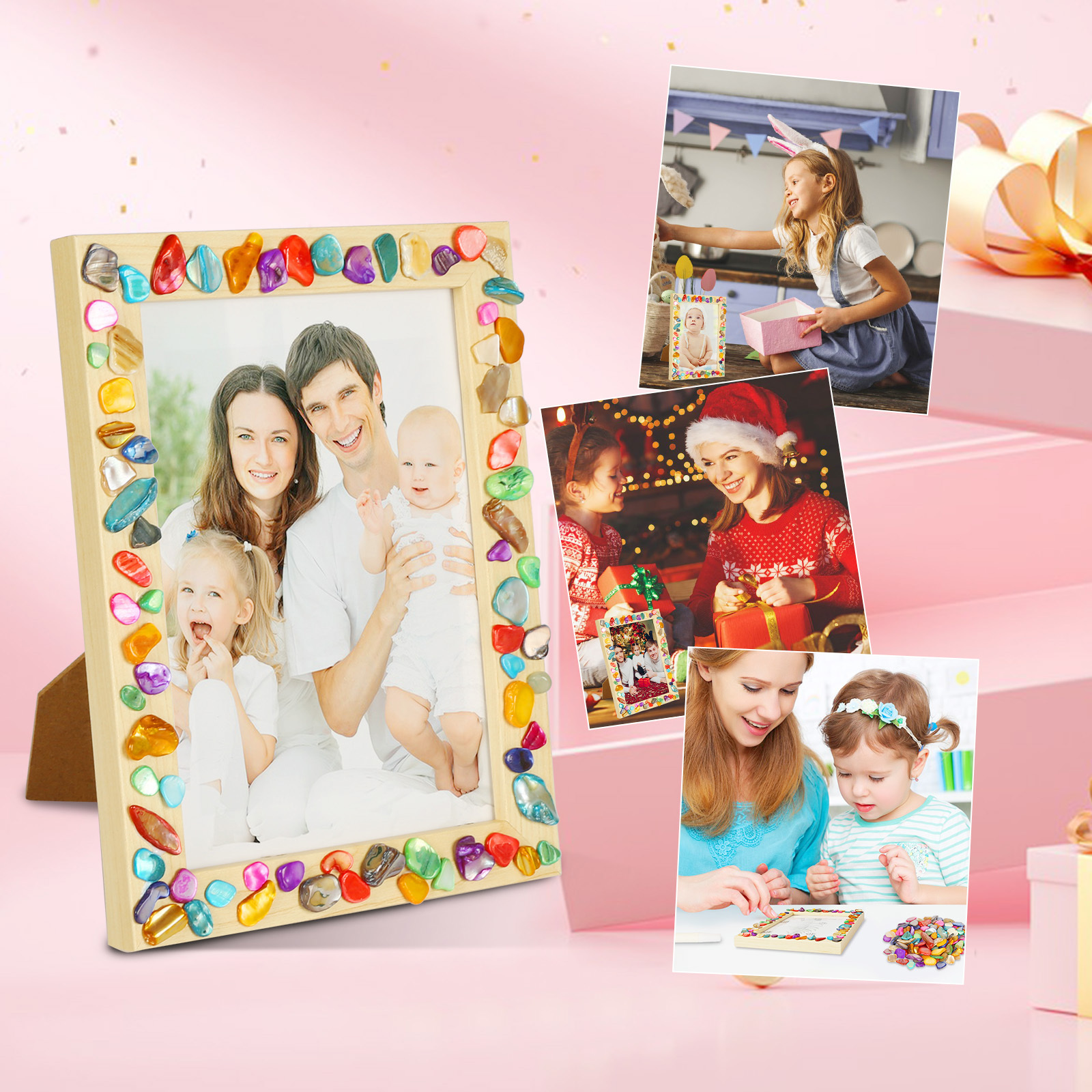 DIY Picture Frame Craft Kit, Mosaic Style, For Creative Decorating Projects 2