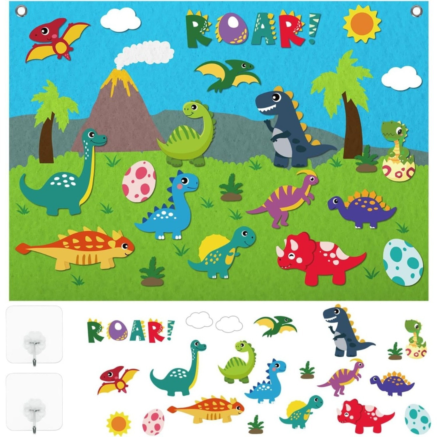 Party Gifts: Dinosaur Felt Storyboard, Felt Board, Educational Interactive Activity, Kids’ Room Party Gifts