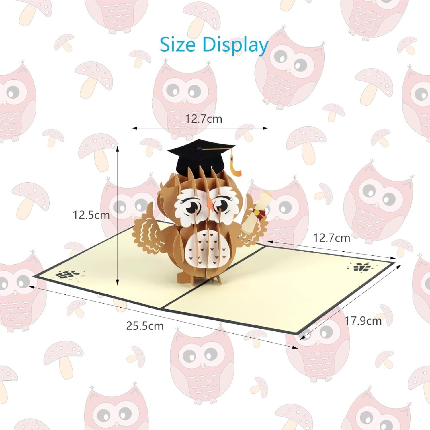 3D Pop-Up Greeting Card With Owl Design—Special Black Card For Graduation Celebrations And Congratulations—Party Supplies Set 5