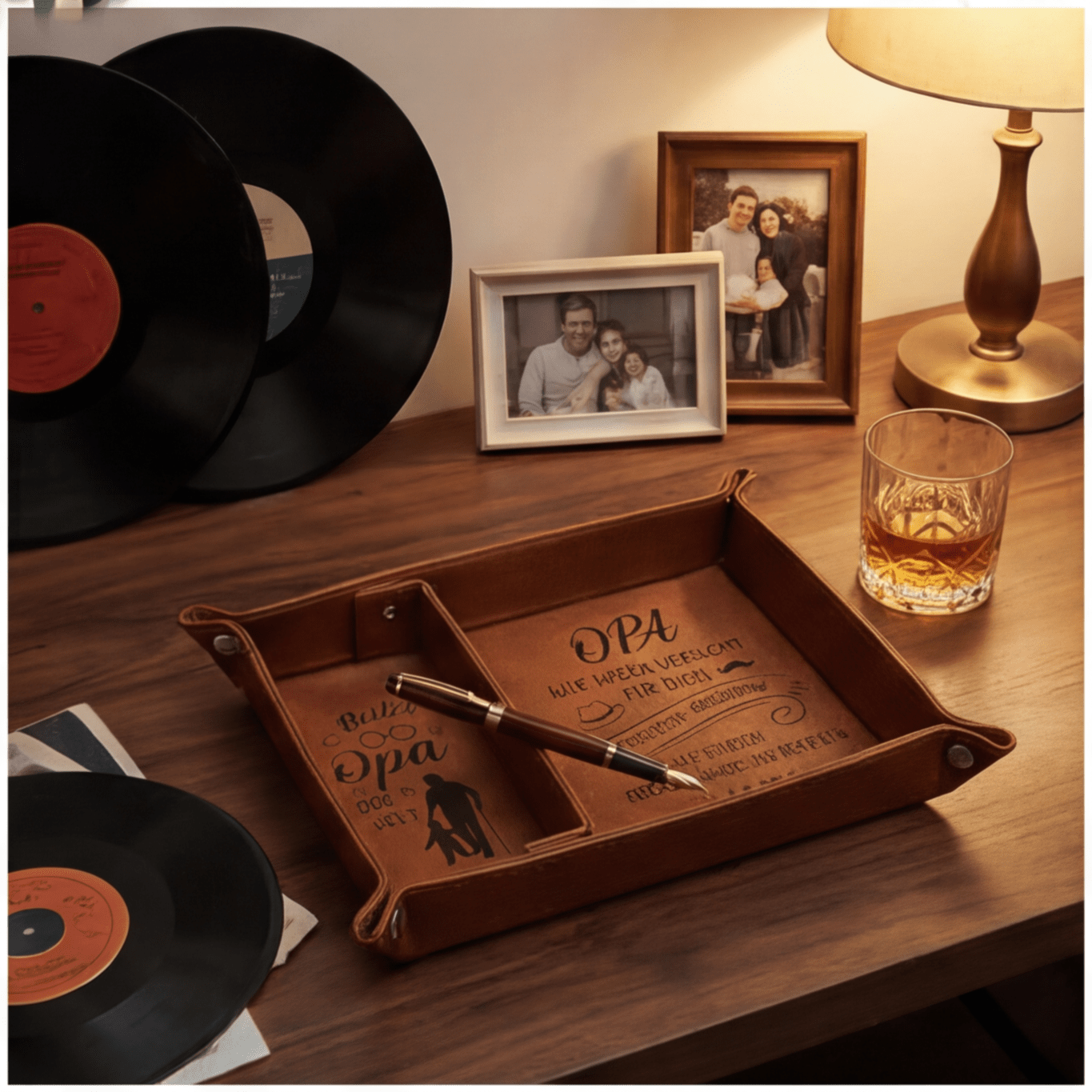 Leather Tray With Key Holder, OPA Design In Dark Brown, Storage For Keys And Accessories, Stylish Gift Set For Men For Christmas And Father’s Day—