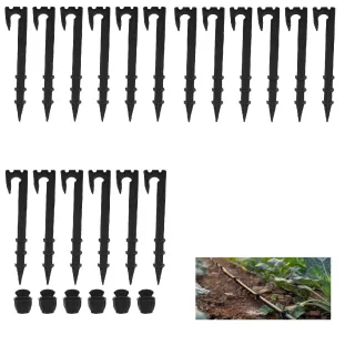 Plastic Tent Pegs, 50-Piece Tent Peg Set With 6 Garden Hose Stoppers, 20 Cm Plastic Ground Anchors For Tents, Tarps, Greenhouses, Nets, And Weed Barriers In The Garden—Party Access