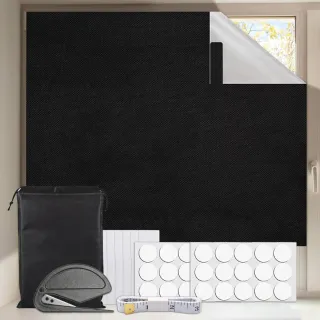 Window Blackout 200x150 Cm Skylight Blackout, Opaque, Sun Protection, Window Blackout Fabric, Travel Blackout Roller Shade, No Drilling Required, Portable Blackout Film