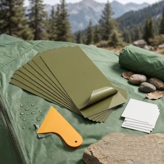 Complete Tent Repair Kit: 6 Patches, 1 Yellow Scraper & 10 Pieces Of Repair Tape—Quick Solution For Tears And Holes